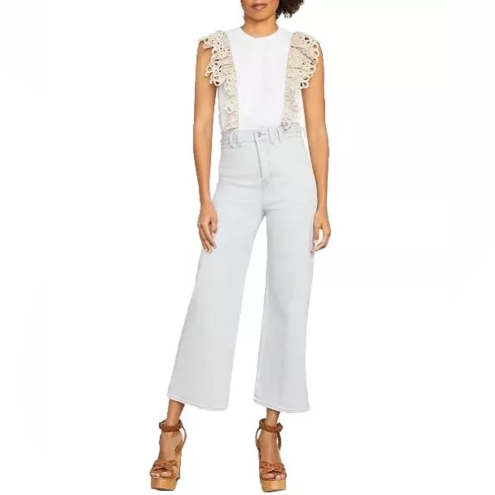 VERONICA BEARD "GRANT BRAIDED-WAIST TRIM ANKLE" Wide Leg Jeans In "ASPEN"